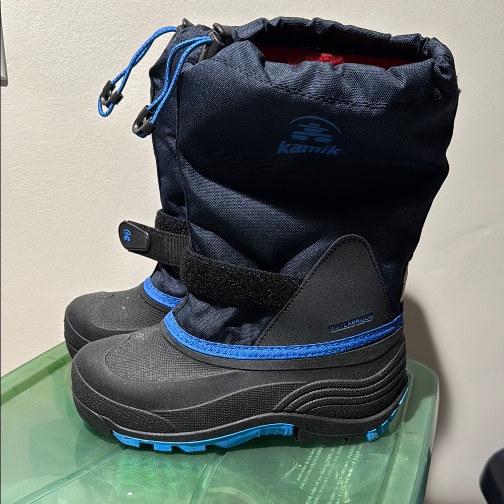 Kamik Kids Black and Blue Snow Boots